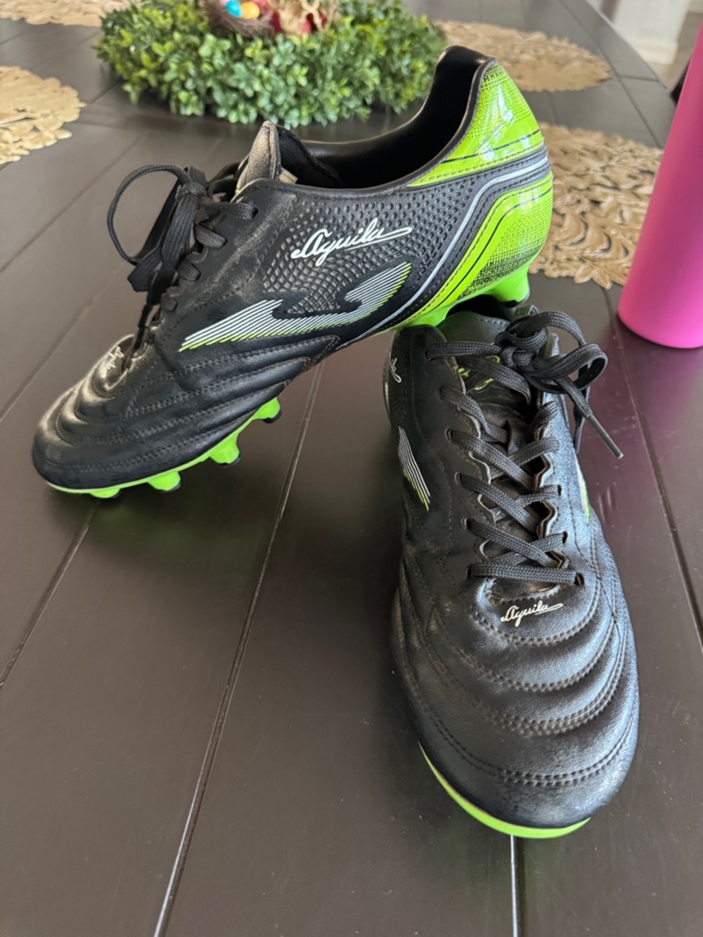 Aguila Black & Neon Green Soccer Cleats with Script Logo